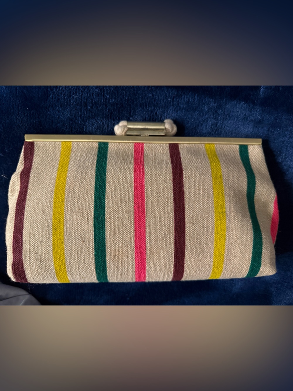 JCrew Multicolor Striped Canvas Clutch